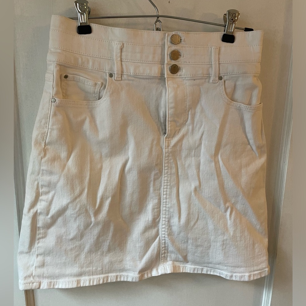 White Denim Mini Skirt